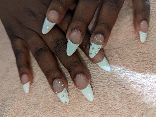 Gel x extension with hand painted french tip