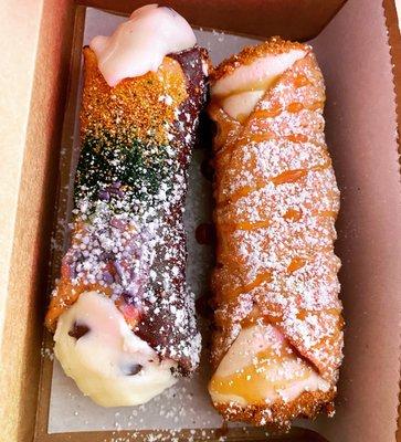 Our Mardi Gras Kings Cannoli and our Cookie Butter Biscoff Caramel Cannoli