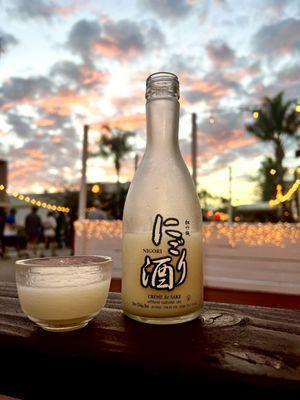 CRÈME de SAKE by sunset on outdoor patio