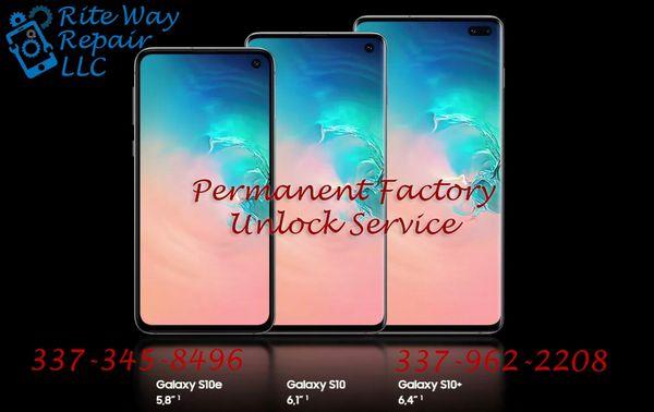 Remote or in-store factory unlock for Samsung Galaxy S10, S10e, S10+ (Att, T-Mobile, Verizon)