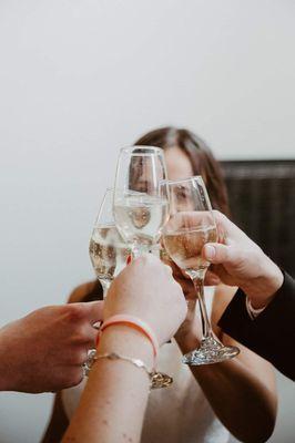 Bride & Groom Champagne Toast at Fly the Coop Studio in Coeur d'Alene, ID - Photos by Film Moods