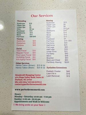 Price list