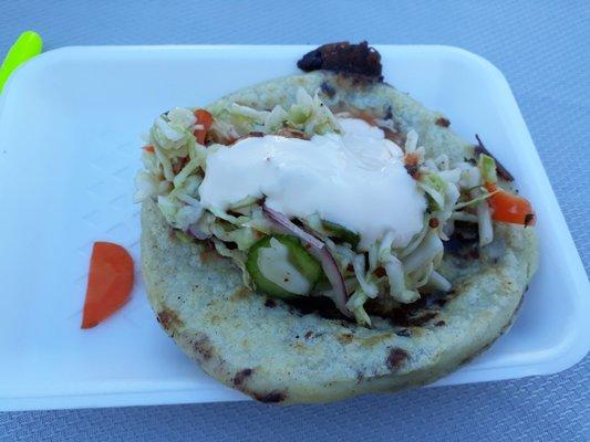 Jalapeno and cheese pupusa.