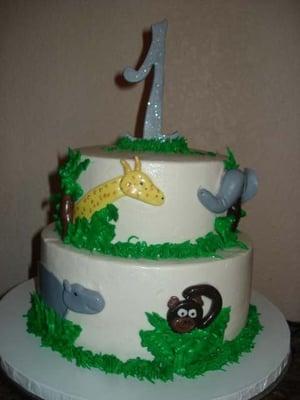 Jungle animal theme cake