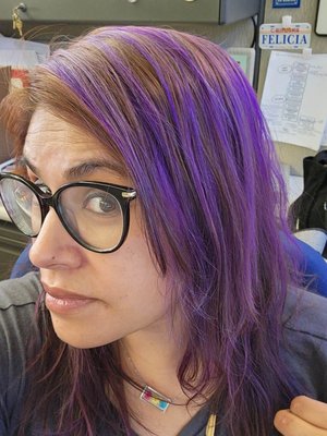 Got my hair dyed purple in honor of the Sacramento Kings. This was it after over a month!