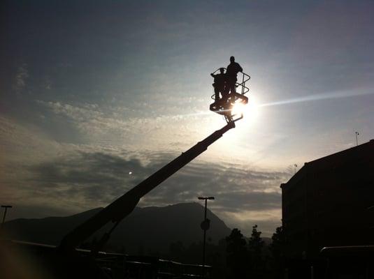 Early morning aerial lift training at Universal Studios in California!