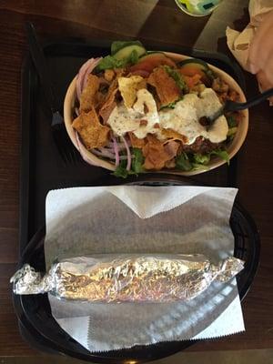 Salad and pita wrap