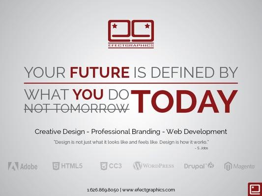 Efect Graphics specializes in Creative Design, Professional Branding and Website Development.
 www.efectgraphics.­com