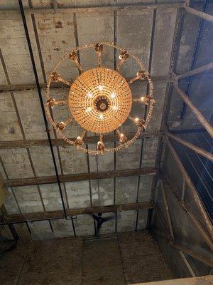 Chandelier in tasting room.