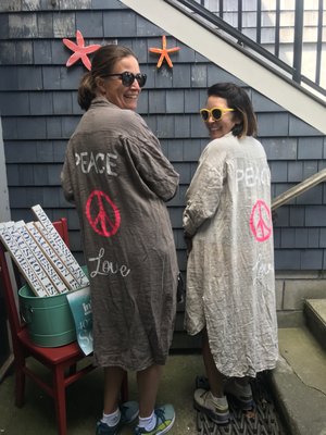 Best friends Bought matching Peace and Love jackets from Italy