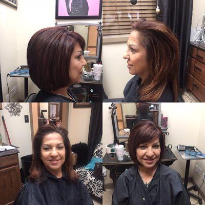 Before and after color and cut