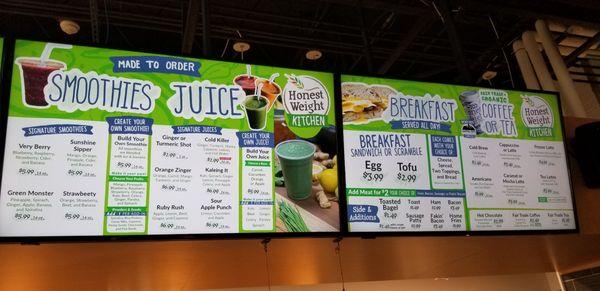 Smoothies, freshly squeezed juice, coffees, & teas