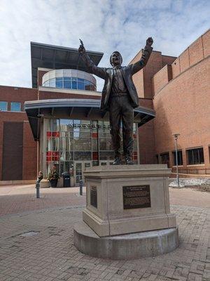 The statue in front of the RiverCentre's main entrance