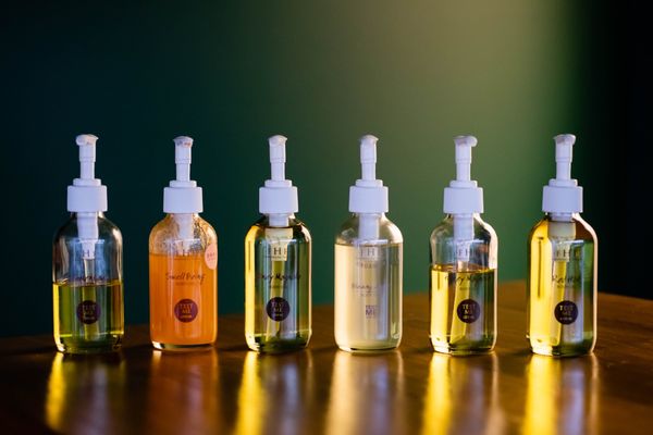 Farmhouse Fresh body oil selection to add to any massage service