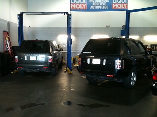 Range Rovers in for service