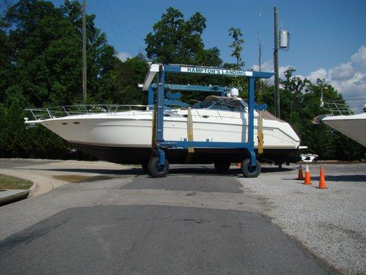 25-ton travel lift to haul out for service or launch into the water.