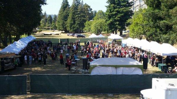 View of Hard Core Cider Tour Santa Cruz venue taken from a nearby pedestrian bridge.