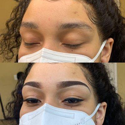 Before and after eyebrow fill in and arch