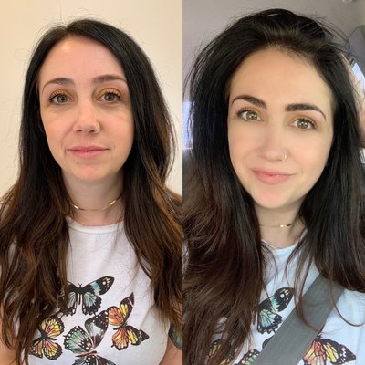 Before & After a beauty day! Natural Microblading to define my client's already beautiful brows.