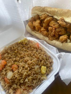 shrimp fried rice & shrimp poboy