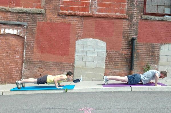 Work out session outside of the studio in Hope Artiste Village.