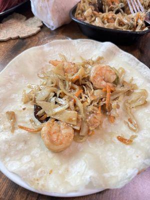 Moo Shu Shrimp in pancake