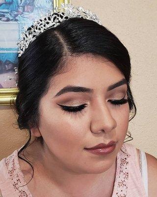 Soft glam bridal makeup using airbrush foundation.