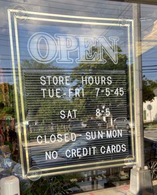 Store hours as of July 2022