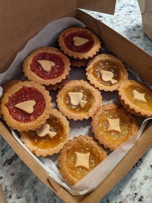 Guava, pineapple, mango, and coconut tarts