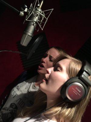 Danni & Britt jamming out during the recording session. Don't the ladies look amazing :)