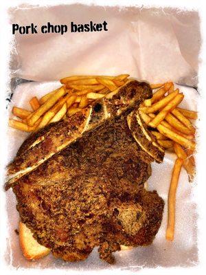 Pork chop & fries basket.