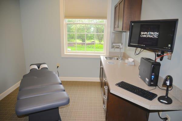 Each treatment room has a gorgeous view with calming music and State of the Art chiropractic equipment.