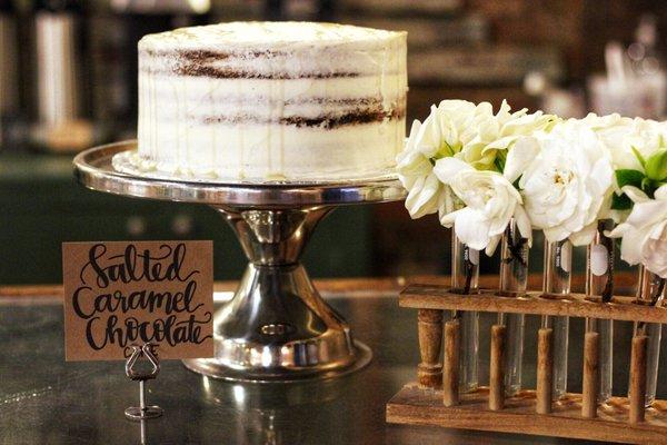 We serve cake daily by the slice -- or call ahead to order for your next event! List of cakes available to choose from is on our website