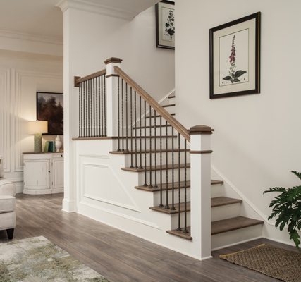 A traditional stair case, did you know we have the largest in-stock selection in New England?