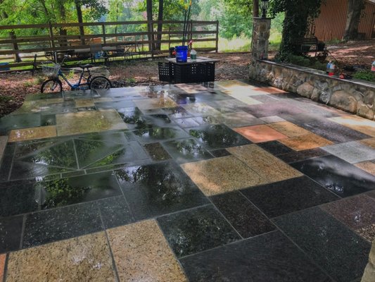 Outdoor granite patio.