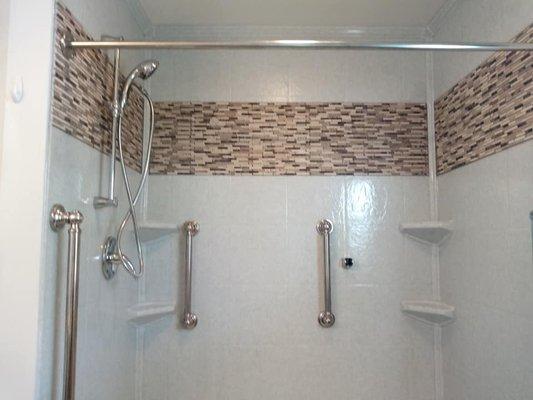 grab bars, removable shower wand