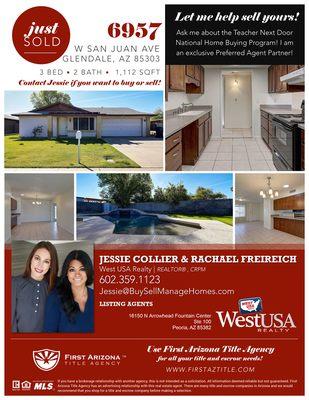 SOLD - 6957 W San Juan Ave Glendale, AZ 85303