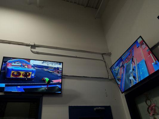 5 big screen TVs to watch the kiddos in the gym.