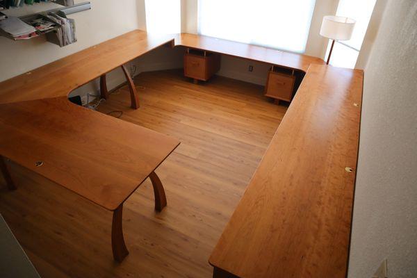 Solid Cherry Desk templated to the room. The attention to detail is incredible. Check out my TikTok to see the walkthrough of the desk.