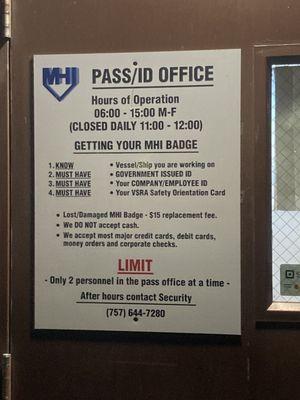 Pass office business hours