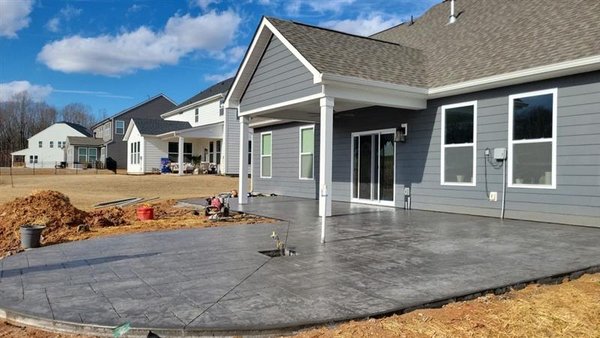 Stamped and stained concrete patio