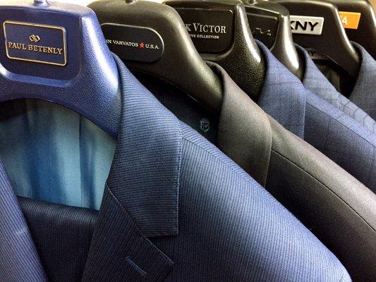 Some of the many brands of suits we carry at Kenny's!