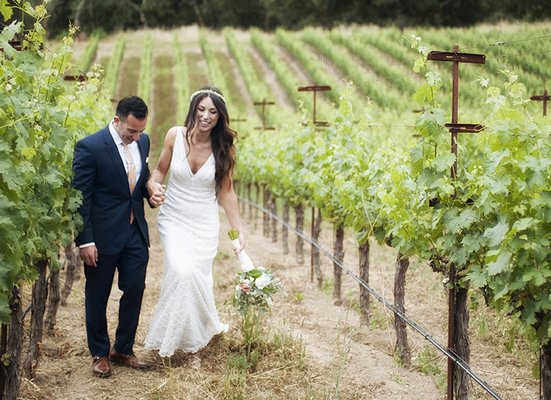 The Gorgeous Rachel and new Hubby at their Napa wedding.