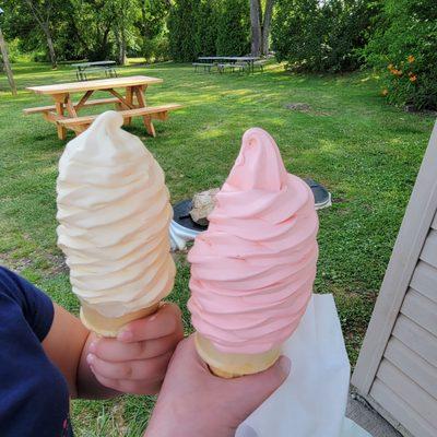 These are SMALL vanilla and watermelon cones.