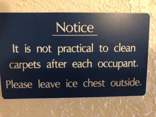 This was posted in the motel room.