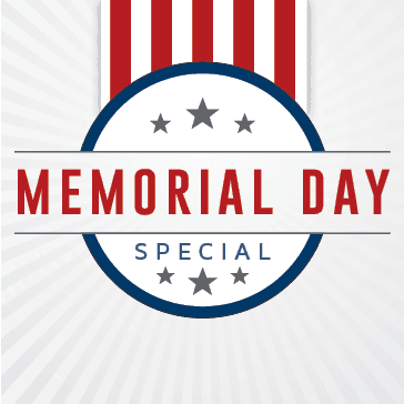 Active Military and Veterans call or visit us to schedule an appointment  for a service of $50 or more between May 20th through May 31st and