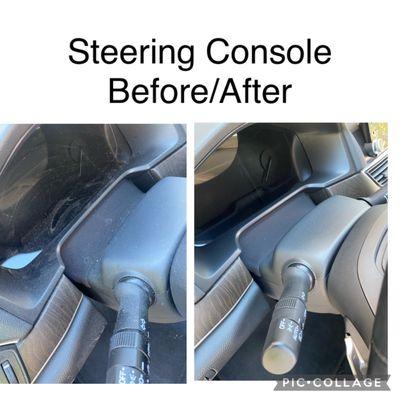 Auto detailing steering wheel column clean