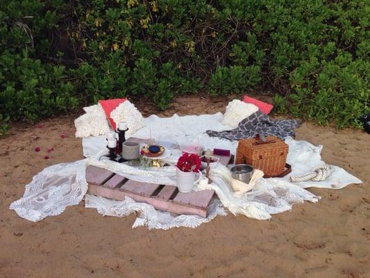 Beach sunset picnic