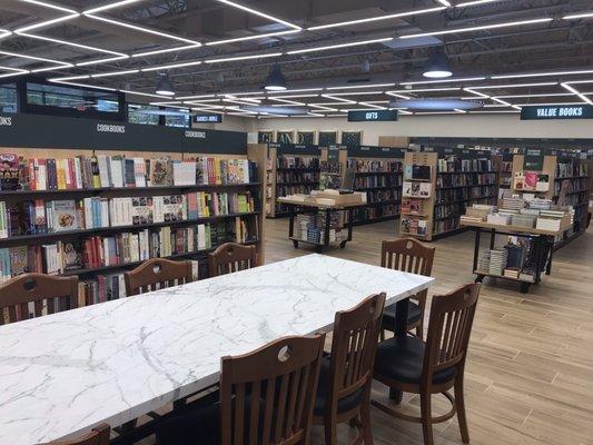 Sitting area by the cookbooks