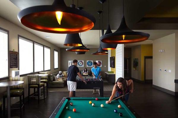 Enjoy the spacious clubroom with pool, shuffleboard, golden tee and more!